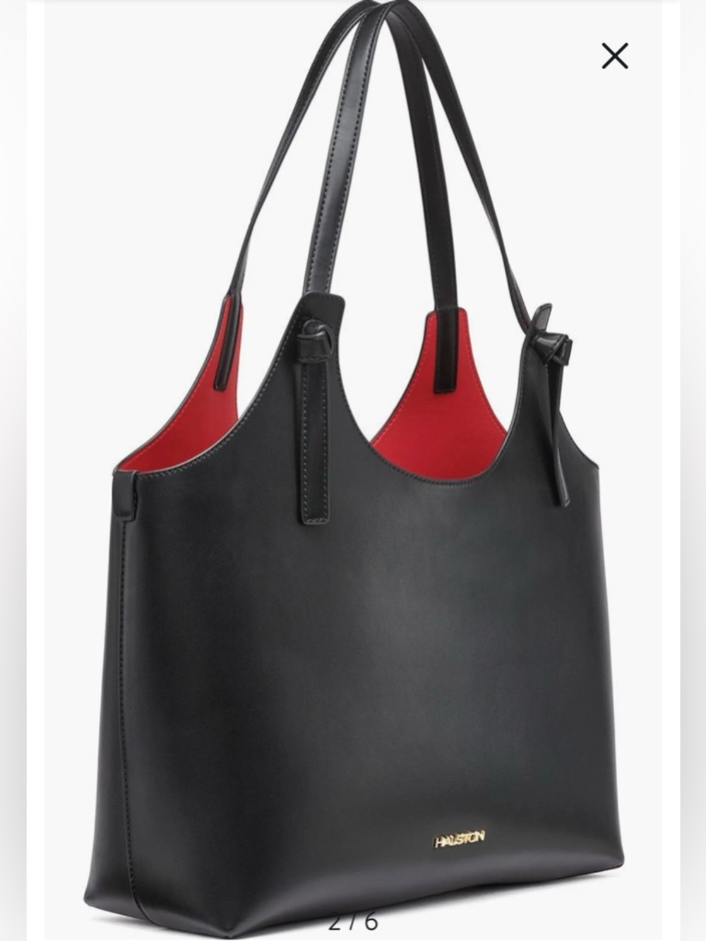 HALSTON Brooke Mini Tote Black Red Interior Shoulder Bag Chic Minimalist - Picture 6 of 13